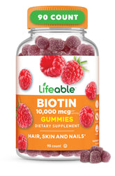 Lifeable Biotine Gummies, bouteille recto, routine beauté pratique.