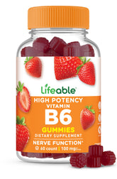 Lifeable Gommes B6 – Bouteille pratique pour un apport quotidien en B6.