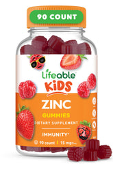 Lifeable Zinc Gummies – bouteille montrant le format pratique pour l'apport quotidien.