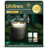 Diffuseur Lifelines, bougie sans flamme en édition hiver, ambiance chaleureuse.