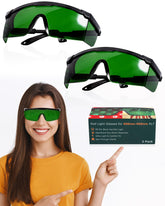 Lunettes LIGHTMEUP protégeant des longueurs d’onde 200–2000 nm pendant les séances.