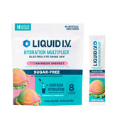 Liquid I.V. Hydration Multiplier Sans Sucre Rainbow Sherbet, sachet individuel pratique pour hydratation en déplacement.