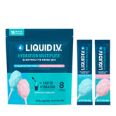 Liquid I.V. Cotton Candy bouteille montrant le mélange électrolytique rapide