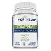 Liver Medic Serrapeptase Pure – bouteille et capsules, soutien digestif naturel.