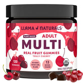 Gommes multivitaminées Llama Naturals cerise dans la boîte, pratique pour la routine quotidienne.