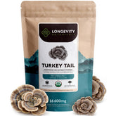 Longevity Botanicals Tramète-versicolore poudre — soutien immunitaire quotidien et équilibre intestinal.