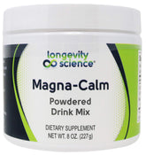 Longevity Magna-Calm : bouteille et cuillère, poudre facile à doser pour votre routine bien-être.