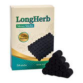 LongHerb Bâtonnets Moxa Sans Fumée, 54 rouleaux visibles, prêt à l’emploi pour usage intérieur.
