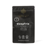 LongLiv Sleep Trio, flacon élégant favorisant une routine sommeil sans mélatonine.