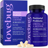 Lovebug Probiotiques postnatales, capsules, potentiel soutien au microbiome maternel et à l'allaitement