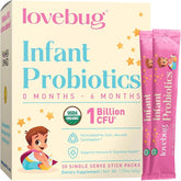LOVEBUG Probiotiques bébé 0-6 mois, poudre facile à mélanger dans le lait.