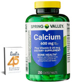 LUAL calcium D3, tablettes coatees sur bouteille, soutien potentiel des os et des dents.