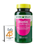 LUAL Spring Valley Biotine 10000mcg - bouteille pour cheveux et ongles.