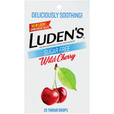 Pastilles Ludens sans sucre cerise dans une boîte pratique, idéal pour apaiser une gorge irritée.