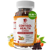 Lukaree Cortisol Gummies, bouteille avant : soutien au calme naturel pour quotidien.