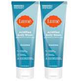 Gel douche acidifié Lume – bouteille claire, contrôle d'odeur durable.