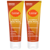 Lume gel douche acidifié, bouteille, parfum coco toasté, fraîcheur durable.