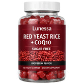 Gommes Lunessa en bouteille avec levure rouge de riz, soutien vitalité au quotidien.