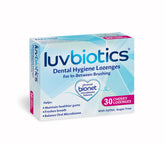 Luv Biotics Pastilles Probiotiques Cerise, emballage pratique pour la routine buccale.
