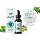 LuxProdX Primal Dirty Mouth Serum montre le flacon prêt à l'emploi pour une haleine fraîche.