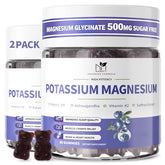 MABEFY 2-pack Potassium Magnesium Gummies sans sucre, emballage visible.