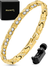 Bracelet MagnetRX cristal et aimants double en or, élégance et confort potentiel.