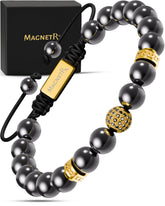 Bracelet MagnetRX en hématite magnétique Or Zeus 8 mm, élégant.
