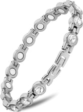 MagnetRX bracelet magnétique féminin avec cristaux transparents, allure élégante et raffinée.