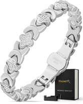 Bracelet Magnétique MagnetRX pour femmes avec motif trèfle et cristaux scintillants.