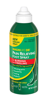 Pulvérisateur-pieds MagniLife DB – bouteille en vue, soulage potentiellement brûlures et picotements.
