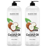 Majestic Pure huile coco fractionnée, bouteille versant idéale pour massage sans gras.