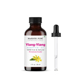 Majestic Pure huile ylang-ylang dans bouteille-verre-ambre, diffusion aromatique possible.