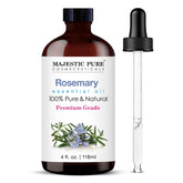 Huile essentielle Majestic Pure romarin dans une bouteille en verre ambré, diffusion douce.