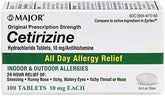 MAJOR All Day Allergy boîte de 100 comprimés blancs, dose 10 mg