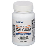 major calcium coquille d'huître - bouteille montrant le produit et son apport potentiel pour la santé osseuse.