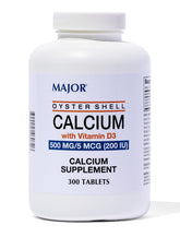 MAJOR calcium d’huître D3 – bouteille, soutien quotidien pour la densité osseuse.