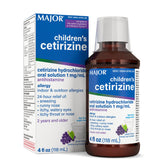 Major Cetirizine enfants, flacon raisin, facilite l'administration et le soulagement des symptômes.