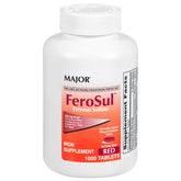 Major FeroSul bouteille rouge de 1000 comprimés pour un apport quotidien en fer.