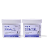 MAJOR Medi-Pads: emballage pot montrant 100 tampons nettoyants hémorroïdaires pratiques.