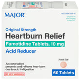 MAJOR Original Strength : boite de comprimés famotidine 10 mg prête à l'emploi.