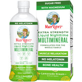 Flacon MaryRuth's Nuit Extra Multimineral sur table, détente musculaire nocturne potentielle.