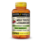 Mason Natural chardon-marie et canneberge en bouteille, soutien potentiel des fonctions hépatiques.