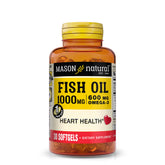 Mason Natural huile poisson 1000 mg en bouteille softgel, source d'oméga-3 quotidiens.