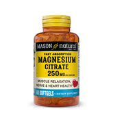 Mason Natural Magnésium Citrate 250 mg – bouteille avec gélules pour soutien musculaire