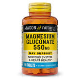 Mason Natural magnesium gluconate 550 mg en bouteille pour le soutien du cœur et du système nerveux
