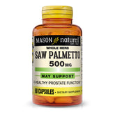 Mason Natural Serenoa Repens 500 mg — bouteille vue avant, soutien prostatique potentiel.