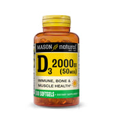 Mason Natural vitamine D3 2000 UI – bouteille: soutien au bien-être général.