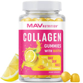 Gommes MAV Nutrition collagène dans la bouteille soutiennent les cheveux et la peau.