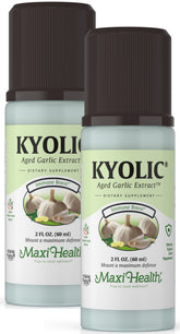 Kyolic Extrait d’Ail Vieilli Maxi Health en flacon, soutien cardio-vasculaire potentiel.
