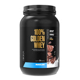 Maxler 100% Golden Whey – bouteille chocolat, goût riche et pratique.